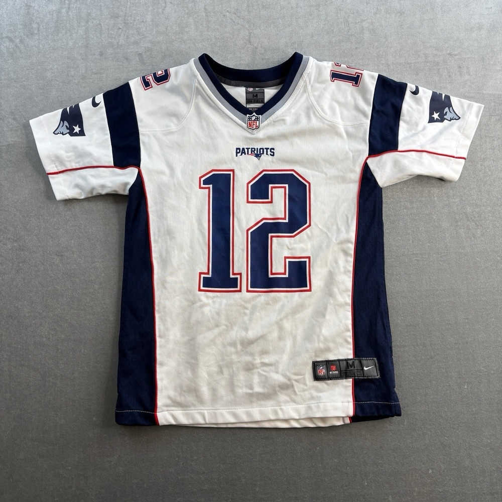 New England Patriots Tom Brady White NFL Jersey Youth Size 10/12 Medium